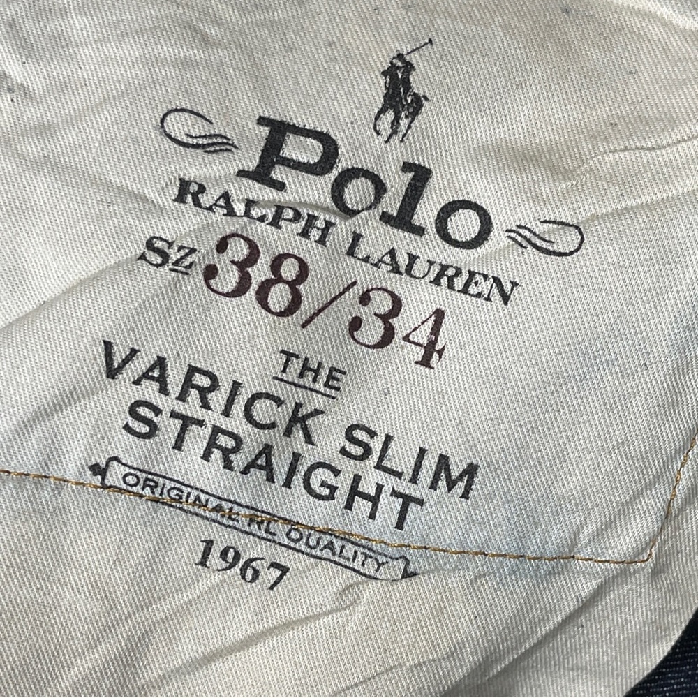 Polo Ralph Lauren Varick Slim Straight Jeans Light Weight Morris 38X34 Cotton - Picture 10 of 13